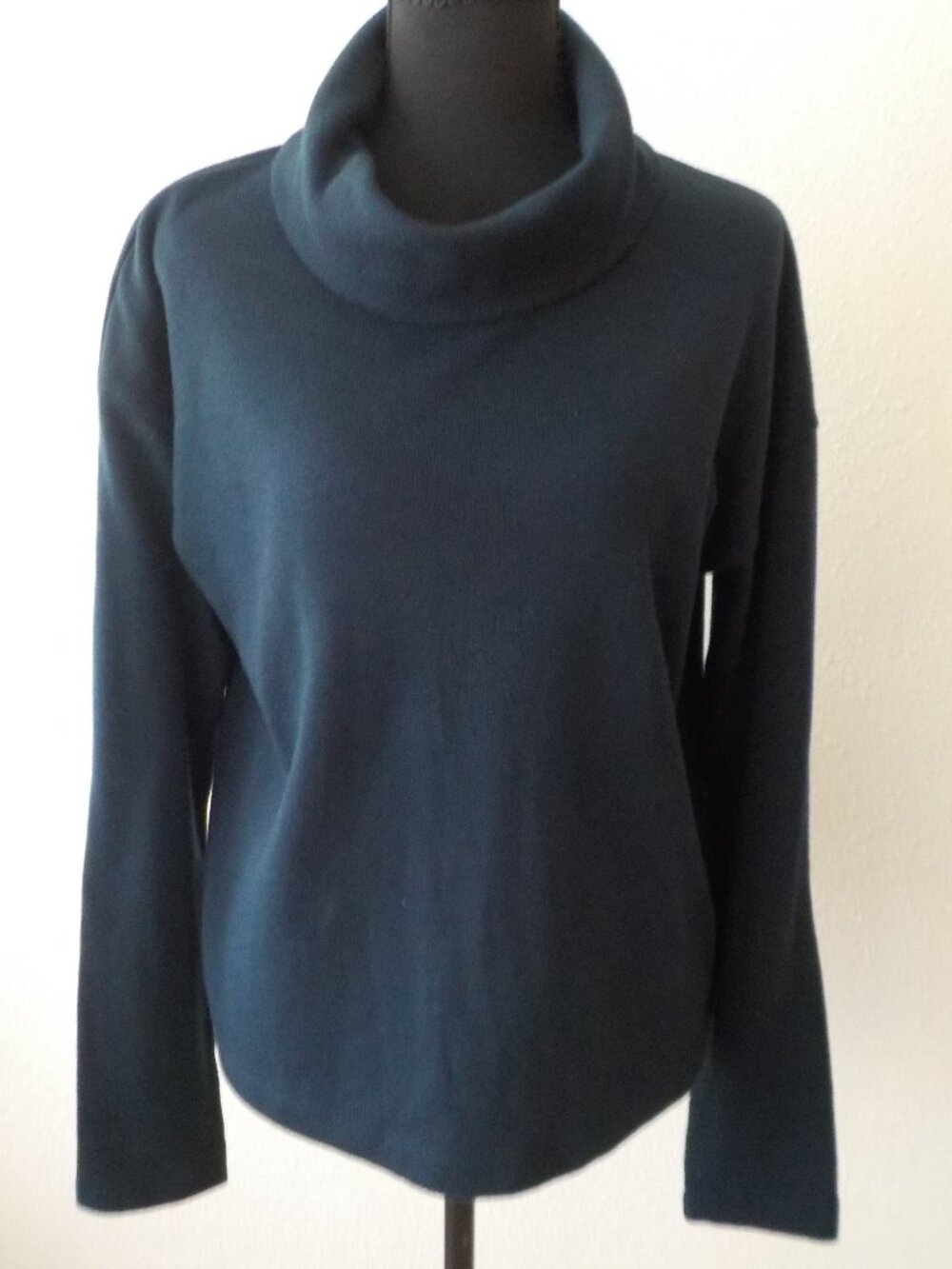 J.Jill Turtleneck Top - Small Tall - Navy Blue Cotton Blend Long Sleeve (2627)